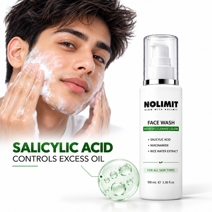 NOLIMIT Face Wash with Salicylic Acid, Niacinamide & Rice Water Extract – 100ml