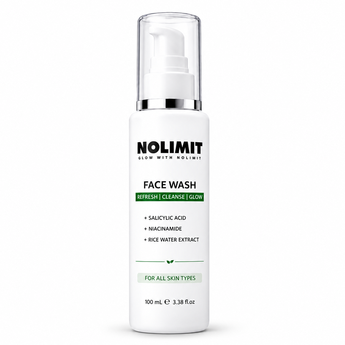 NOLIMIT Face Wash with Salicylic Acid, Niacinamide & Rice Water Extract – 100ml