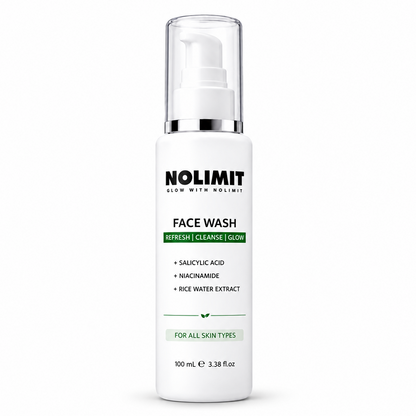 NOLIMIT Face Wash with Salicylic Acid, Niacinamide & Rice Water Extract – 100ml