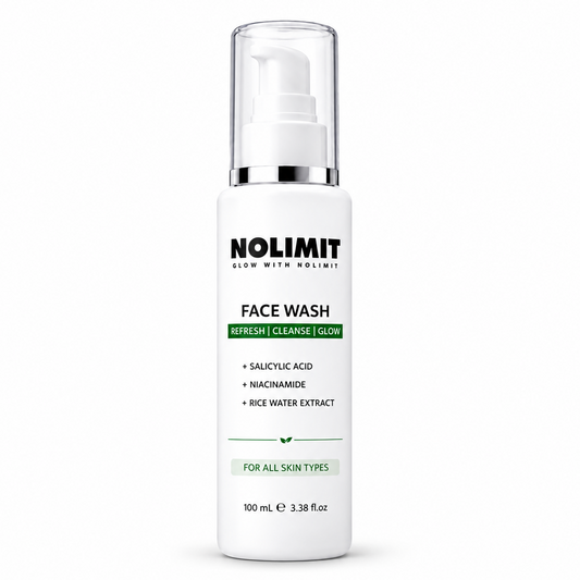 NOLIMIT Face Wash with Salicylic Acid, Niacinamide & Rice Water Extract – 100ml