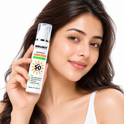NOLIMIT Advanced Sunscreen SPF 50 PA+++ with Rice Water, Aloe Vera, Vitamin C & Hyaluronic Acid – 50ml